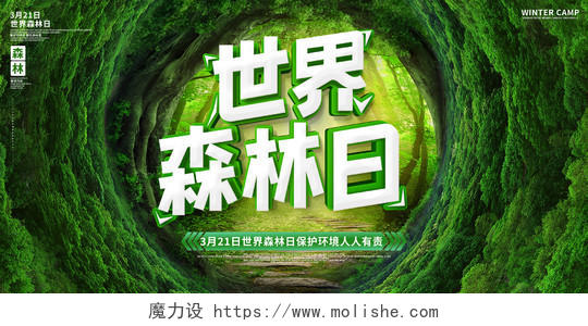 绿色大气3月21日世界森林日宣传展板